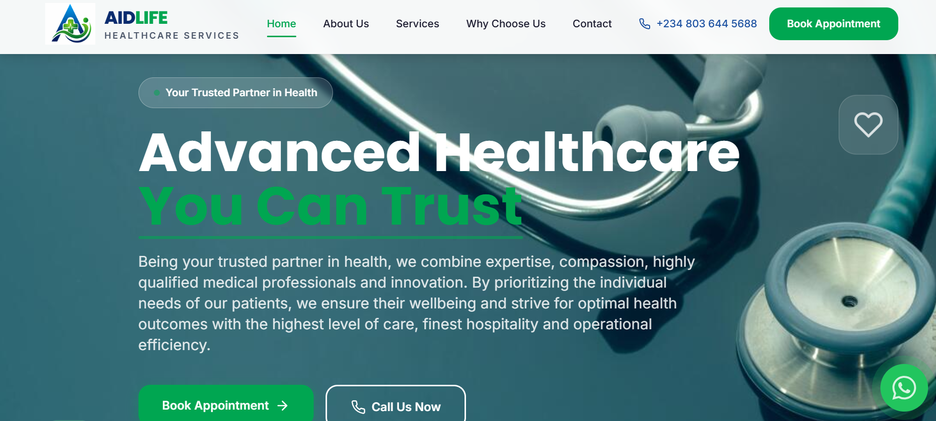 Aidlife Healthcare Services website